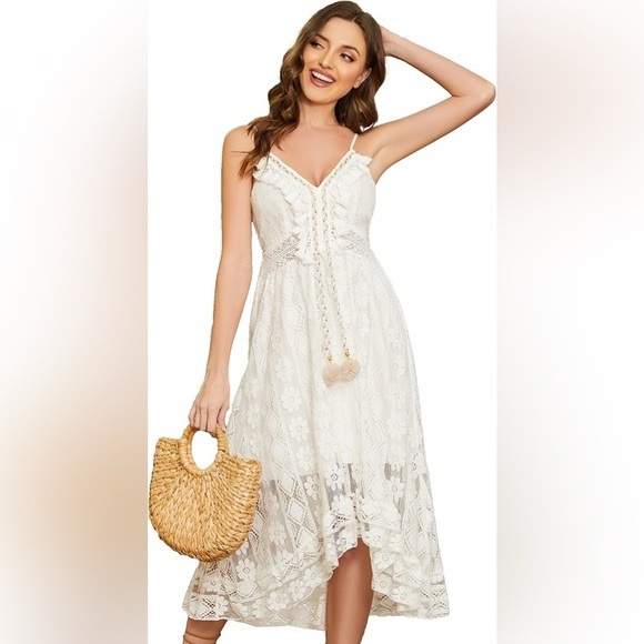 Cupshe Dresses & Skirts - Cupshe White High Low Lace Dress